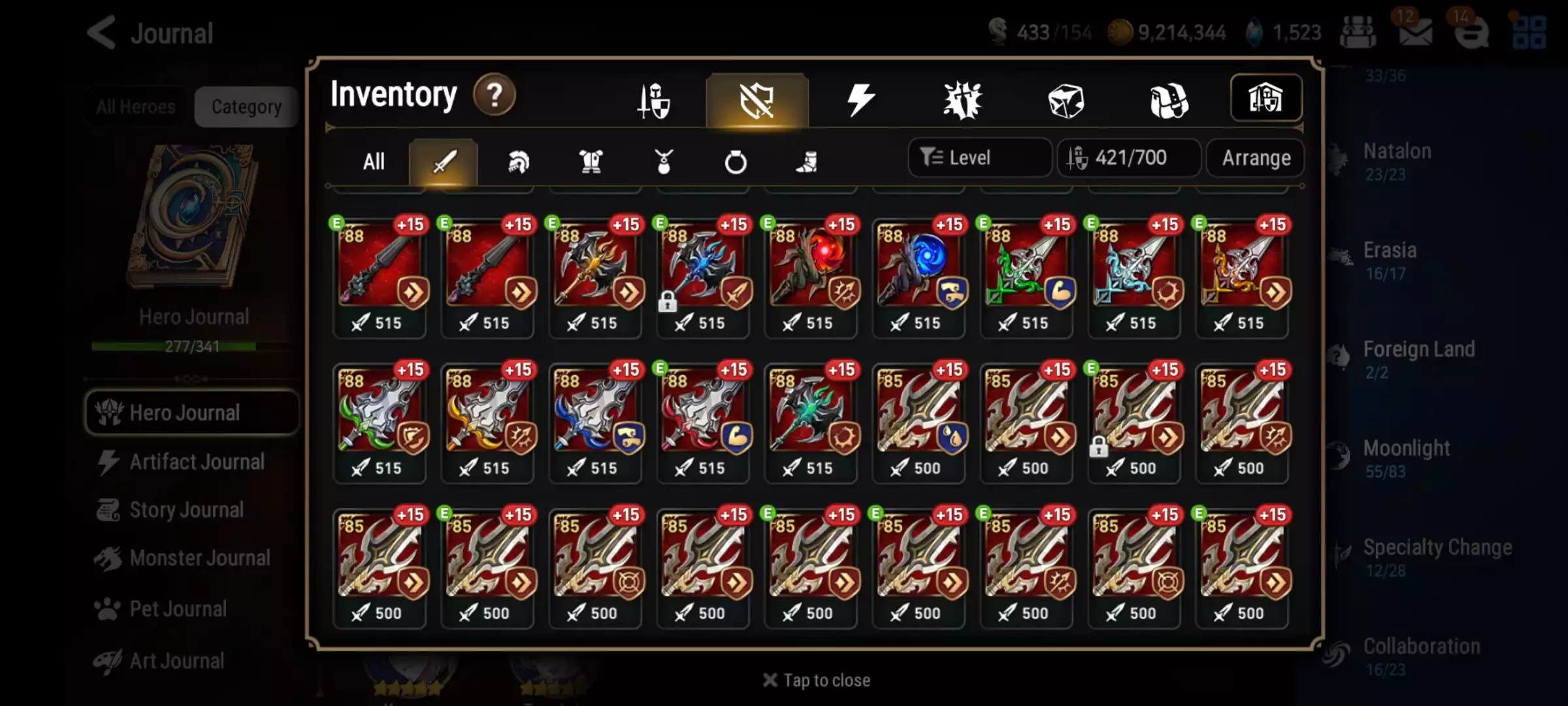 Ảnh 27ml hot meta senya politis atwin Collab limited gần full thiếu vài con trong hình Full overlord Full aespa Full slime Max spd 306 Auto all hunt trừ c13 95 con 6* Tài nguyên nhiều lá, charm đập đồ